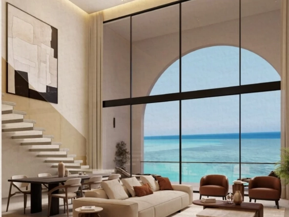 Luxury living room with sea view at Fanadir Shores El Gouna overlooking the Red Sea coastline