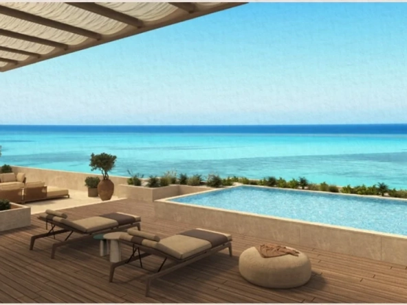 Private terrace with pool and sea view at Fanadir Shores El Gouna luxury apartment