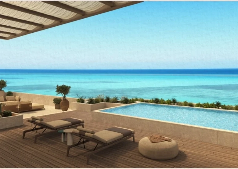 Private terrace with pool and sea view at Fanadir Shores El Gouna luxury apartment