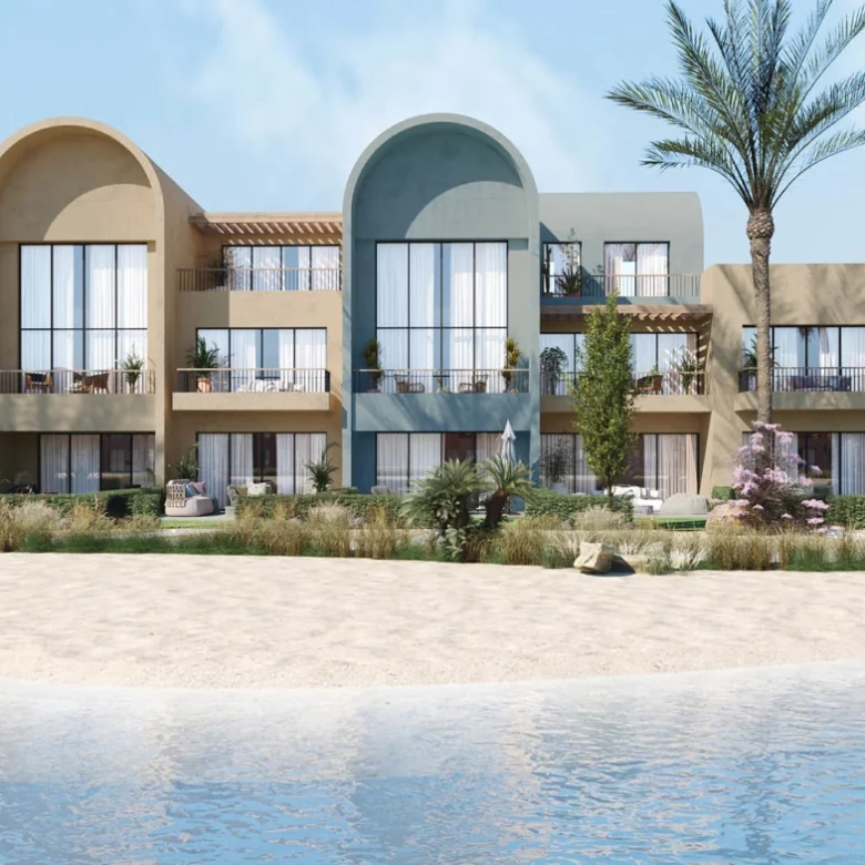 Waterfront residences at Kamaran El Gouna overlooking scenic sand pools and lagoons