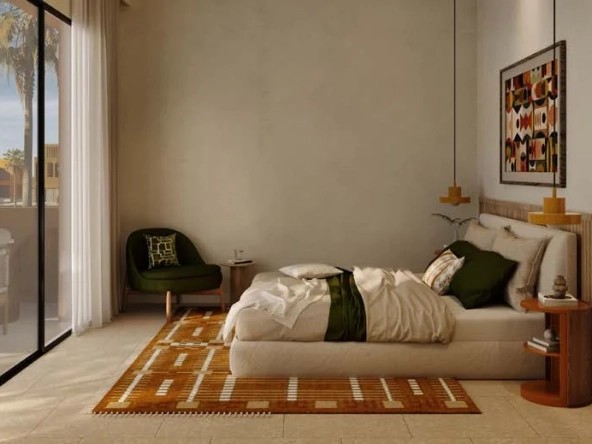 Modern bedroom with lagoon view at North Bay El Gouna showcasing serene coastal living