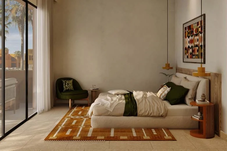 Modern bedroom with lagoon view at North Bay El Gouna showcasing serene coastal living