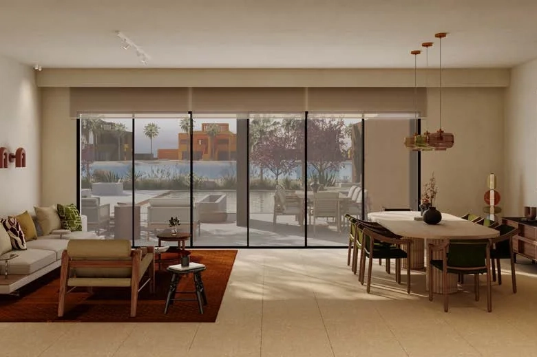 Spacious living room with waterfront views at North Bay El Gouna luxury villa