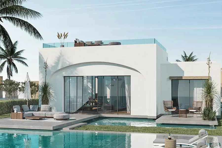 Modern villa architecture with private pool in El Gouna residential community
