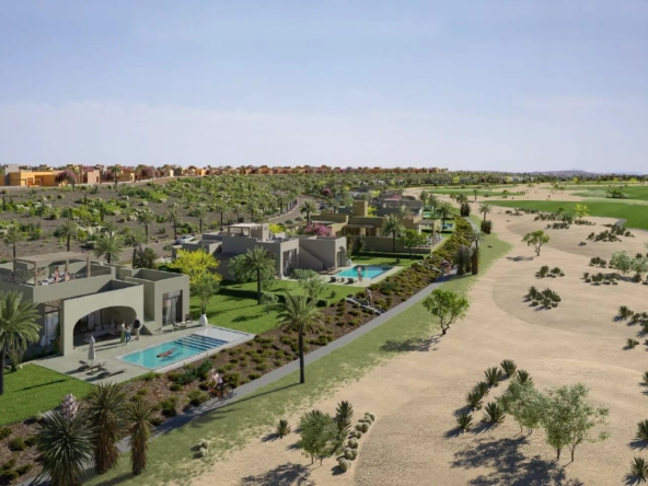 The Nines El Gouna aerial community view highlighting upscale villas and curated landscape design