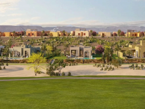 Golf-view villas at The Nines El Gouna offering luxury living beside scenic green landscapes