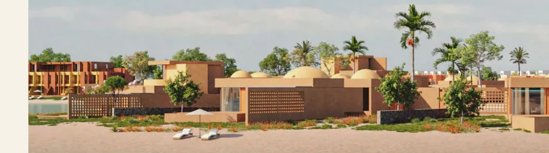 Waterfront Nubian-style homes at Tuban Islands El Gouna with private beach access and serene lagoon views