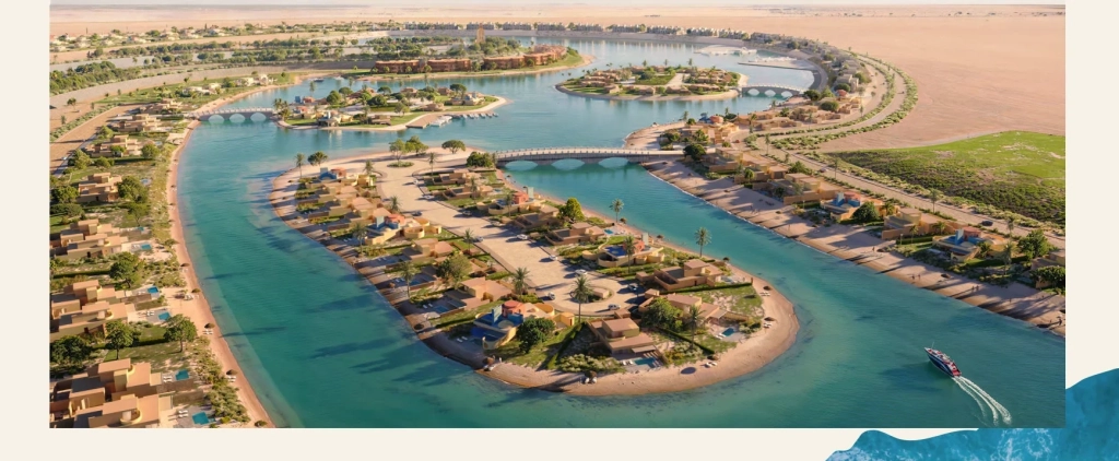 El Gouna Real Estate 2026 – Trends, Growth & Investment Opportunities 2 Tuban Islands El Gouna masterplan aerial showcasing interconnected islands, scenic lagoons and luxury waterfront residences