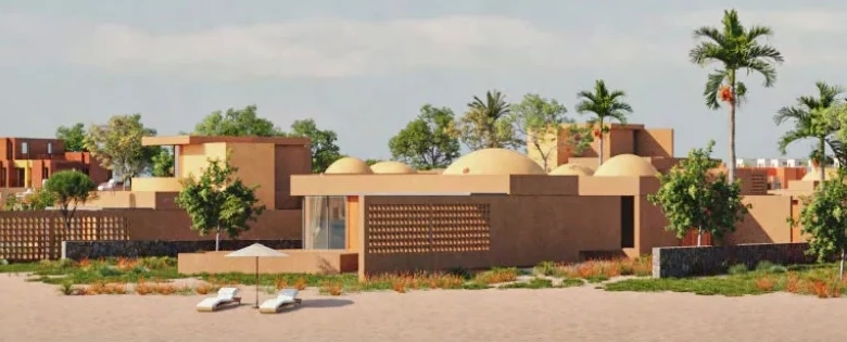 Waterfront Nubian-style homes at Tuban Islands El Gouna with private beach access and serene lagoon views